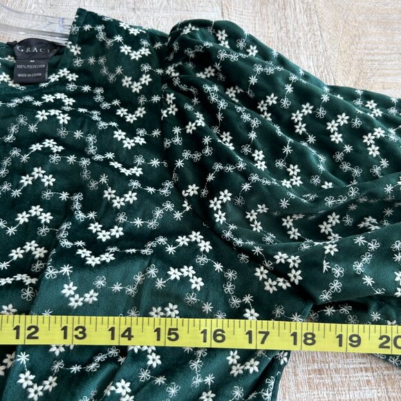 Gracia Womens Floral Velvet Peplum Short Sleeves Top/Blouse/Shirt Size Small - Picture 8 of 11